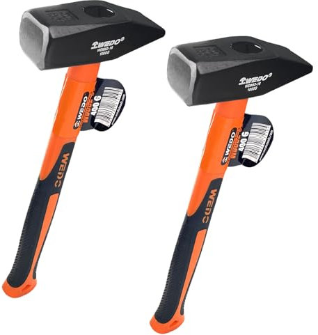 WEDO 2PCS Cross Peen Hammer Set,18oz+18oz,Tack Hammer Set,500g High Carbon Steel Hammer Head,Machinist Engineers Hammer With Fiberglass Handle