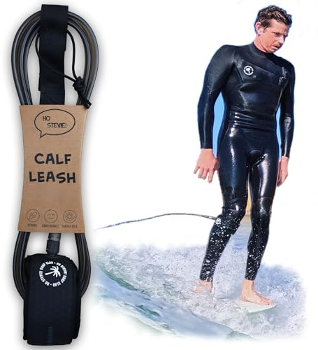 Ho Stevie! Surfboard Calf Leash for Longboards – Strong, Light, Tangle-Free, Comfortable Leg Cuff with Key Pocket - 9/10/11 Feet