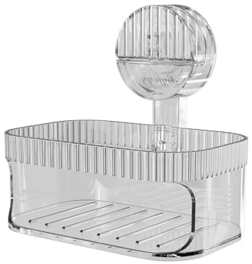 Dasellfa Jabonera con Ventosa, Porta esponjas y estropajos, Jabonera de Pared, No Perforar Jabonera, Soporte de Caja de Jabón Desmontable, Jabonera de Ventosa para Baño (Transparent)