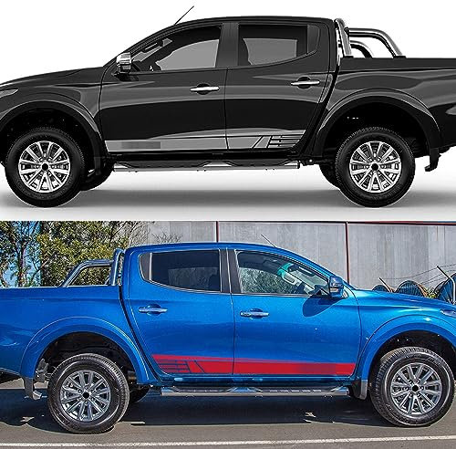 Karosserie aufkleber aufkleber für Mitsubishi l200 Triton Picku,Körper dekoration Auto externe Tuning Zubehör,C-Red