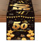 Tischläufer 50. Geburtstag Schwarz Gold Happy 50th Birthday Tischband zum 50 Geburtstag Männer Frauen Jahrestag Feier Party Dinner Tisch Leinen Tuch Deko für Zuhause Küche Draußen Drinnen, 180x35 cm