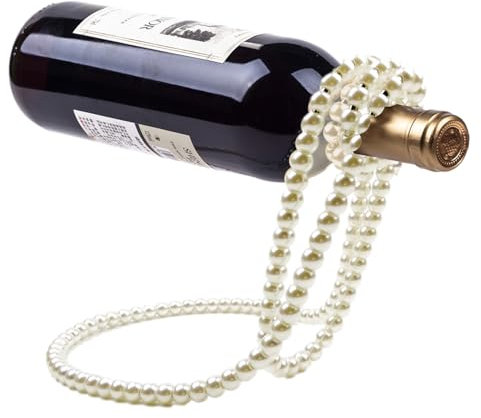 Wine Bottle Holder - Pearl Necklaces Suspension Wine Rack, Freestanding Tabletop Single Wine Rack, Novelty Red Wine Display Stand For Wine Lovers, For Home&Bar Countertop Decoration