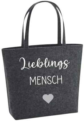 Lounis Personalisierte Filztasche - Handtasche - Filzshopper - Shoppingbag - Tasche Filz Lieblingsmensch - Geschenkidee (Dunkelgrau)