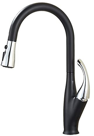 DSeenLeap Kitchen Taps Mixer Pull Out Spray Black Kitchen Sink Mixers, A Handle Stream Sprayer Shower Head, Mounted Pull Out Kitchen Faucet, Pull Down Hot Cold Water Mixer Tap