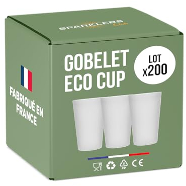 SPARKLERS Club - Juego de vasos reutilizables ECOCUP de 30 cl – Vaso desechable de cerveza y reutilizable de polipropileno, fácil agarre, taza Eco Cup para cualquier evento (200)