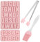 Demarsen 4 Stück Silikonform Buchstaben Set, A-Z Alphabet Silikonformen und 0-9 Silikonform Zahlen mit Silikonpinsel und Zuckerzange, Silikonformen Gießformen Groß für Backform Schokoladenform