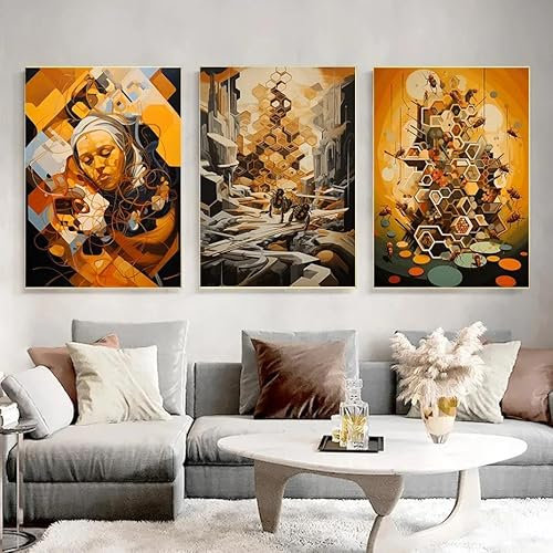 Dekoration Bilder Zimmer Wand Dekoration Malerei Einzigartige Waben Kunst Wohnkultur Innen Gemälde Poster Für Wand 50x70cmx3 ohne Rahmen