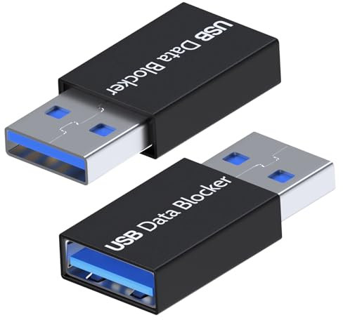 MMOBIEL USB Data Blocker 2-Pack USB-A to A Charge-Only Adapter – Protect Against Juice Jacking, Safe Charging, Data Blocking Defender, Refuse Hacking – Black