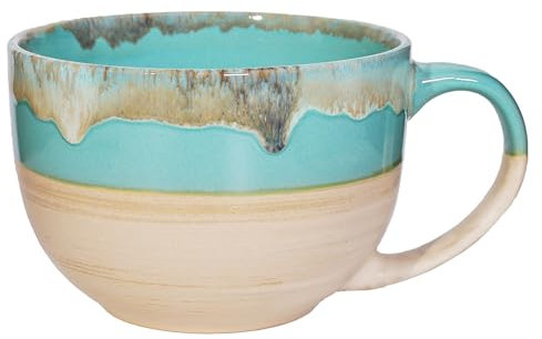 700 ml große Kaffeetasse, Suppentasse aus Keramik mit Henkel, Kaffee-/Teetasse, Müslischalen, Suppen, Ramen-/Salatschüssel, Kaffee-/Cappuccinotasse, spülmaschinenfest und ofenfest (Grün)