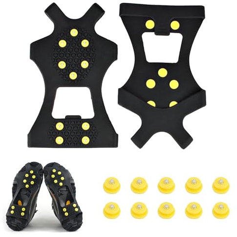 Tacchetti da Ghiaccio per Scarpe e Stivali, Ramponcini da Neve Ramponi, Leggero Ice Tacchetti, Universali Ghiaccio Ramponi, con 10 Punte per Denti in Acciaio Inossidabile, M
