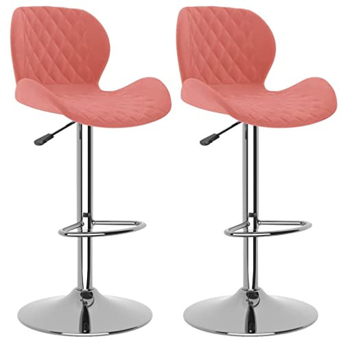 vidaXL 2X Barhocker Drehbar Höhenverstellbar Küchenhocker Barstuhl Tresenhocker Thekenhocker Tresenstuhl Bistrohocker Bar Stuhl Hocker Rosa Samt