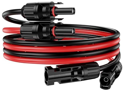 OWINUSTECH Cavo di prolunga solare da 10 AWG, cavo di prolunga solare da 2 m con connettori femmina e maschio, kit di prolunga solare impermeabile da 1,8 m (rosso e nero).