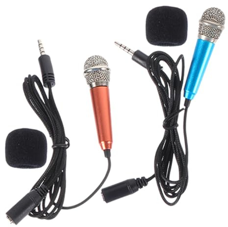 TOYANDONA 2pcs Mini Microphones Portable Metal Recording Microphone for Phone Use for Home Singing Vocals
