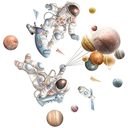 ifundom Astronautenaufkleber Wandaufkleber Abziehbilder für Wohnzimmer Schlafzimmer Klassenzimmer Astronautenaufkleber