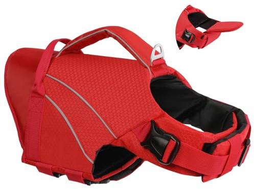 Schwimmweste Hund - Schwimmwesten für Hunde Große mit abnehmbarem Frontauftrieb & Reflektoren, Rettungsweste für Hunde zum Bootfahren,Kanufahren,Schwimmen,Surfen | KONVINIT Dog Life Jacket
