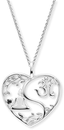 Engelsrufer Herz Buddha Om Kette Damen 925 Sterling Silber mit Zirkonia – Verstellbare Halskette 42–50 cm, Symbol Schmuck für Balance, Ruhe & innere Stärke