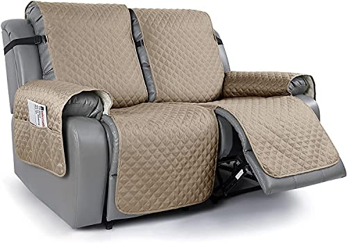 WJHDWYD Relaxsofa-Bezug, 1-teilig, rutschfest, Sofabezug for Relaxsofas, wasserabweisend, 2-Sitzer-Sofabezug for 2 Kissen, gesteppter Möbelschutz(Cammello)