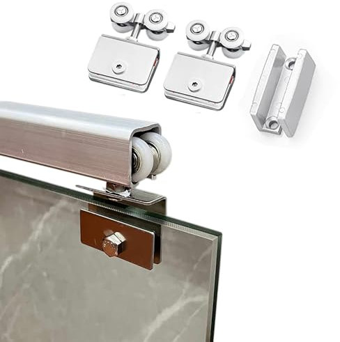binario per porta scorrevole Kit per porta scorrevole in vetro bypass con montaggio a soffitto, kit per portas armadio a scomparsa per impieghi gravosi(72in/182.88cm)