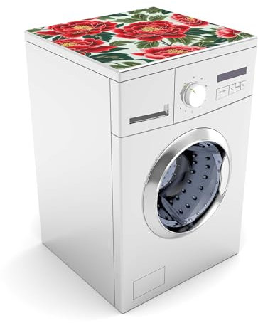 CAPASTEC Housse De Protection Pour Lave-Linge, 60x50cm Housse Pour Lave-Linge Et Sèche-Linge, Housse Anti-Poussière Pour Buanderie, Blanc Rouge Vert