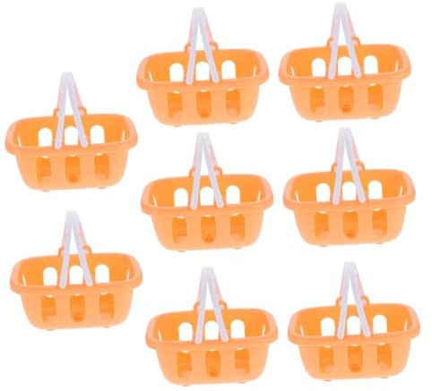 Garneck 8pcs Mini Shopping Basket for Plastic Storage Baskets with Handle for Pretend Play Grocery Shopping Easter Egg Hunt for Age
