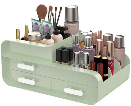 Makeup Organiser Desk Cosmetic Organisers Large Capacity Make Up Storage Box Skincare Organizer for Vanity, Beauty, Lipstick, Jewelry, Ideal Makeup Case for Dressing Table, Desktop, Bathroom, Bedroom