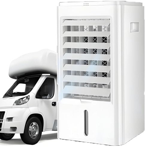 smafoseedding - Climatizzatore migliorato per auto/camper con capacità di 4 l, 3 velocità e modalità, timer da 1 H/2 H/4 H, potente radiatore evaporativo portatile, 24 V