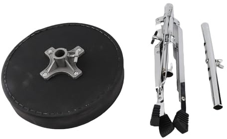 Fesjoy Luxury Leather Couier Round Trum with Stainless Steel Legs Bracelet, Non-slip Rubber Pegs, 5 Levels Adjustable Height, Foldable Design for