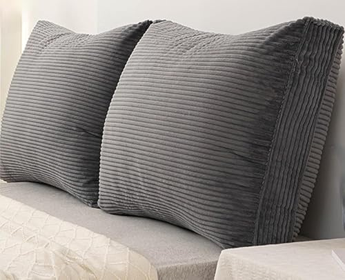 Cord Rückenkissen for Bett Sofa Große Kopfteil-Rückenlehnenkissen Verdeckter Reißverschluss Lendenkissen Lehnenkissen Lesekissen Rechteckiges Lendenwirbel Lendenkissenmit(Dunkelgrau,90x50cm 1pc)