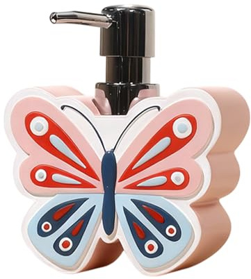 Blissilk Nachfüllbarer Niedlich Schmetterlings Seifenspender, Handseifenspender mit Praktischer Pumpe, Flüssigseifenspender für Bad und Küche