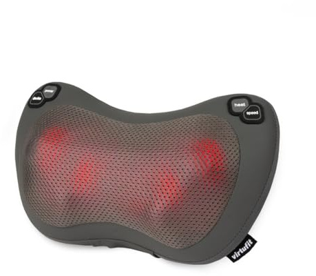 VirtuFit Wireless Massagekissen Pro – Kabelloses Massage- & Wärmekissen für Rücken, Nacken & Schultern, Intensiv-Shiatsu-Massage, Akku-Betrieb, Entspannung Zuhause
