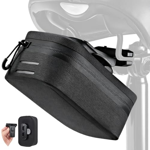 Eyein Magnetische Fahrrad Satteltasche - 0,64 l wasserdichte Fahrradtasche mit Reißverschluss, magnetischem Schnellverschluss und Montagehalterungen für Rennrad und Mountainbike