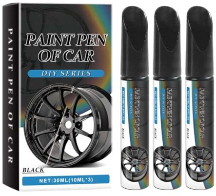 LUCKKY 3 Stück Black Car Wheel Scratch Care Pen, Lackstift Schwarz Glänzend, Alufelgen Reparatur Set, Felgen Reparaturset, Lackstift für Alufelgen zum Kratzer Entfernen und Ausbessern