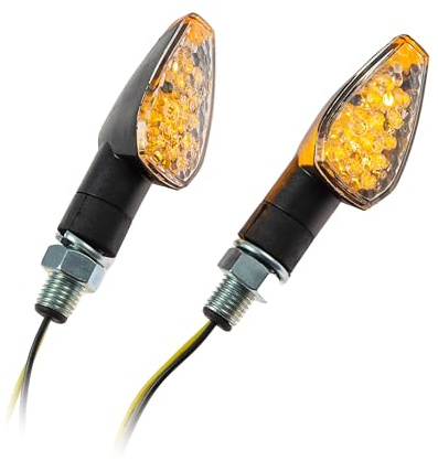 Universal Motorcycle LED Turn Lights Peak 22 mm Black Clear E Approved Pair M10