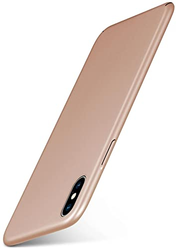moex Alpha Case für Apple iPhone X/iPhone XS Hülle Ultra Dünn, Schutzhülle mit erhöhtem Kameraschutz, Slim Cover Hardcase Backcover, Dünnste Handyhülle Minimalistisch, Matt Gold