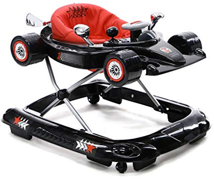 Asalvo HAMILTON Andador bebé, Primeros pasos, Altura 3 posiciones, Sonidos de coche y melodías, Plegable, Frenos stoppers, Ruedas pivotantes, Luces, A partir de los 6 meses, Carga máxima 12 kg, Negro