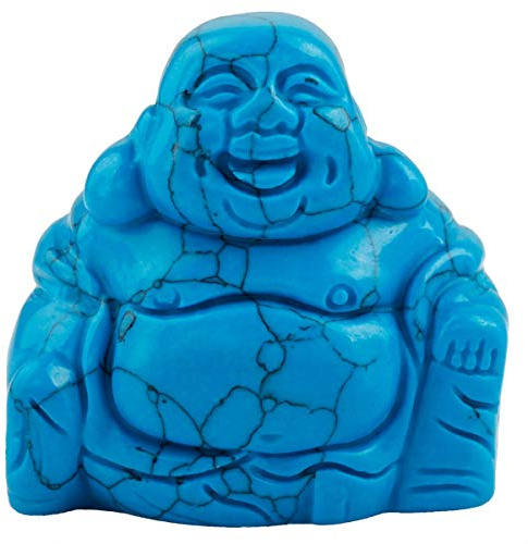 Nupuyai Blauer Howlith Türkis Lachender Buddha Figur Mini Glücksbuddha Deko | Glücksbuddha Figur, Glücksbringer Talisman, Mini Buddha Edelstein Statue Geschenk, Feng Shui Meditation Zen Deko