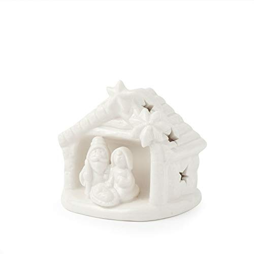 Hervit Krippenhaus aus Porzellan weiß 9 cm