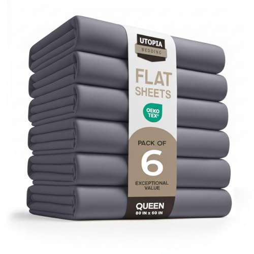 Utopia Bedding Bettlaken – 6 Stück – weich gebürstetes Mikrofasergewebe – schrumpft und lichtbeständig – pflegeleicht (Queen, Grau)
