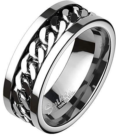 Mianova Biker Band Ring Edelstahl Ketten Herrenring Damenring Partnerring Freundschaftsring Damen Herren Silber Größe 75 (23.9)