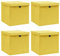vidaXL 4X Aufbewahrungsbox mit Deckel Zusammenklappbar Spielkiste Regalkorb Faltkiste Korb Kinderbox Box Kiste Gelb 32×32×32cm Stoff