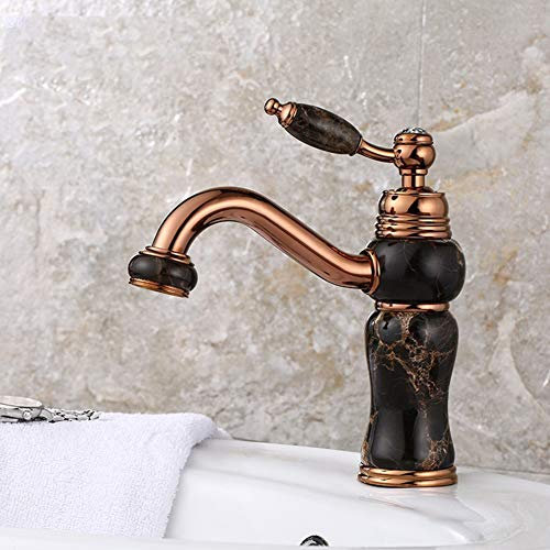 Robinet Salle De Bain, Noir Rétro Robinet Lavabo Laiton Mitigeur Lavabo, Valve En Céramique, Froid & Chaud Disponible, Mousseur Démontable - Pour Salle De Bains Et Wc