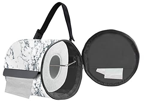 Hanging Toilet Paper Holder Waterproof Roll Tissue Storage Paper Case Cover Portable and Foldable Roll Tissue Dispenser with Strap Toilet Paper Protecter for Camping Bathroom Hiking Travel, Marble