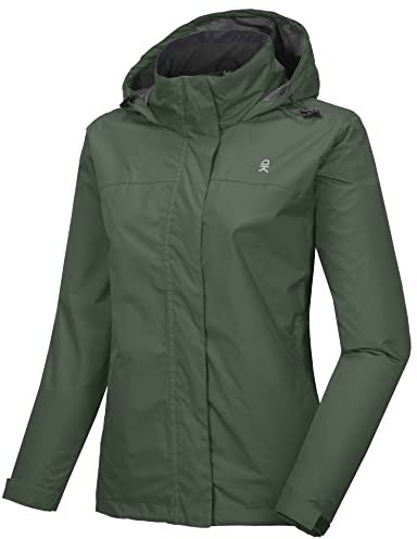 Little Donkey Andy Damen wasserdichte Regenjacke Leichte atmungsaktivem Regenjacke für Outdoor-Windbreaker zum Wandern, Reisen Armeegrün M