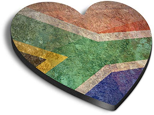 1 x Heart MDF Magnets - Rustic South Africa Flag African Vintage 24227