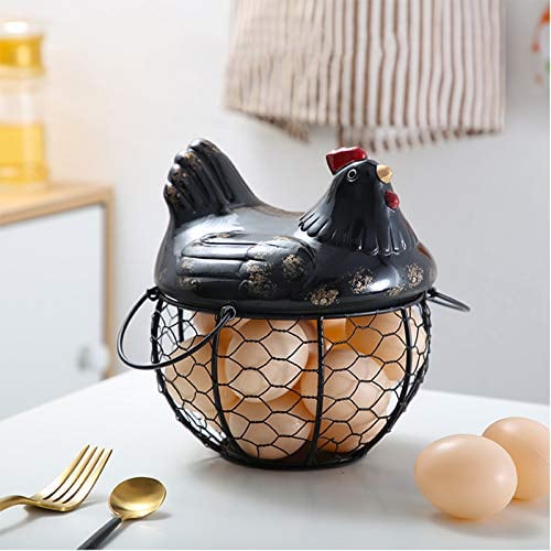 Eierkorb, Metall-Eier-Aufbewahrungsbehälter, Huhn-Form, Keramik, Metall, Eierkorb mit Griffen, Küchenaufbewahrungskörbe, Halter für Badezimmer, Schlafzimmer, Küche