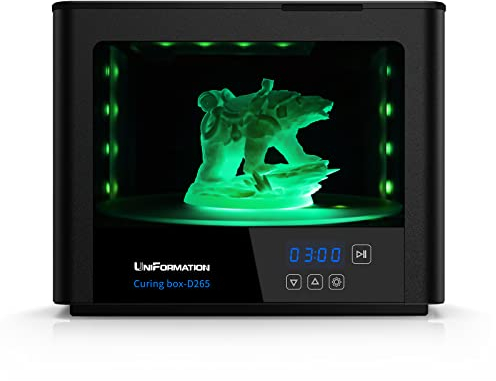 UniFormation UV-Härtungsmaschine 10,2 Zoll Harzhärtungsstation 405 nm Professionelle Härtungsbox mit 360°-Drehteller für große oder Chargenmodelle, Größe: 11,81 x 11,81 x 9,45 Zoll