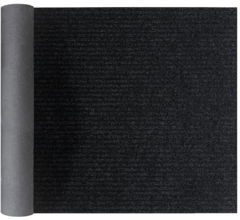 Primaflor Schmutzfangläufer Gin | 200 x 150 cm | Anthrazit | Meterware | Gerippte Schmutzfangmatte, Fußmatte, Fußabtreter und Eingangsmatte aus 100 % Polypropylen mit Gelrücken, 6 mm, leicht kürzbar