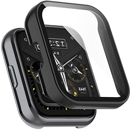 AWADUO Smart Watch Full Coverage - Funda de PC con protector de pantalla de cristal templado para Realme Watch 2 Pro, suave y duradera