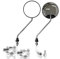 1PZ F11-MS1 Motorrad Rückspiegel Rund Silber Universal Einstellbar Klassisch M8 / M10, Motorrad Seitenspiegel mit 7/8 Halterung 22mm für Go Kart MTB ATV Scooter Dirt Bike Mini Fahrrad Moped Quad