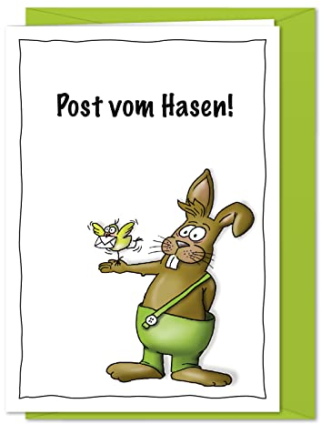 bernsteinfee-CARDS 4er Set Osterkarten - Post vom Hasen - Ostergrüße direkt vom Osterhasen für Freunde, Verwandte, Kollegen und Bekannte, Hasenpost - Grußkarten inkl. Umschlag